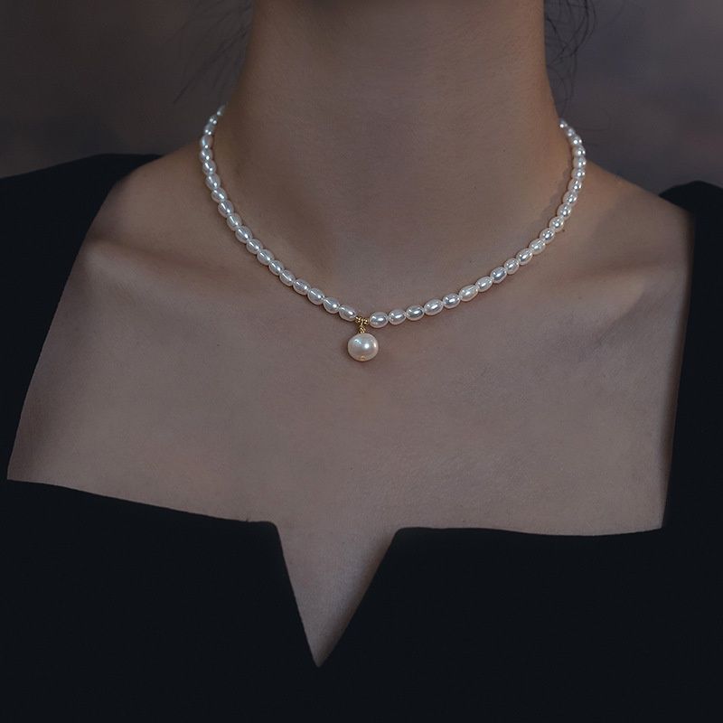 Vòng cổ Ngọc Trai Nuôi 7-8mm Hạt Gạo Đầy Màu Sắc Tự Nhiên Choker Mặt 1 Hạt 9-10mm MADAME HIEN PEARLS CG006M