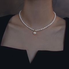 Vòng cổ Ngọc Trai Nuôi 7-8mm Hạt Gạo Tím Tự Nhiên Choker Mặt 1 Hạt 9-10mm CG006T