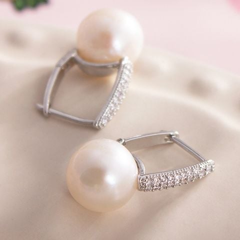 Bông Tai Bạc Ý Đính Ngọc Trai Edison Tự Nhiên MADAME HIEN PEARLS Phong Cách Pháp