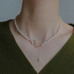 Vòng cổ Ngọc Trai Nuôi Hạt Gạo Tự Nhiên Choker Hình Nơ Bướm 5-6mm CG003