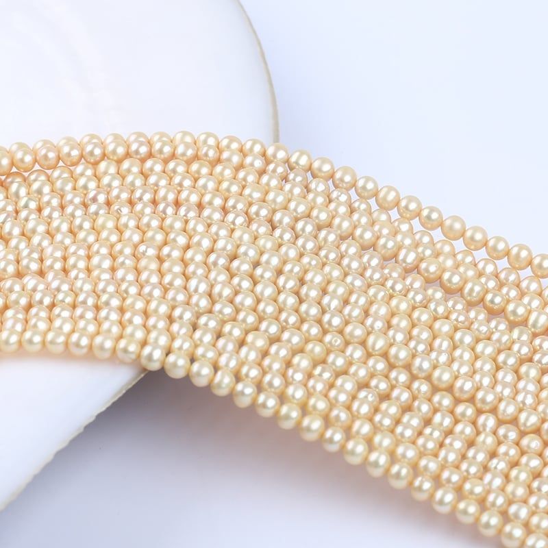 Vòng Cổ Ngọc Trai Akoya 4-4,5mm Vàng Tự Nhiên Khoá Tua Rua Dài Đính Hạt Ngọc Trai Nhỏ Xinh MADAME HIEN PEARLS Cho Nữ CT070