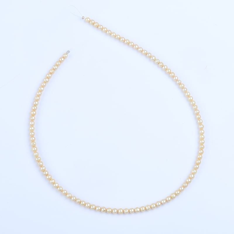 Vòng Cổ Ngọc Trai Akoya 4-4,5mm Vàng Tự Nhiên Khoá Tua Rua Dài Đính Hạt Ngọc Trai Nhỏ Xinh MADAME HIEN PEARLS Cho Nữ CT070