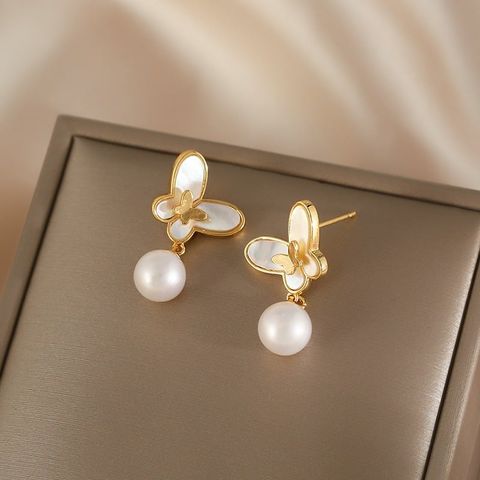 Bông Tai Bạc Ý s925 Mặt Bướm Tua Rua 1 Hạt Ngọc Trai Tự Nhiên MADAME HIEN PEARLS Tinh Tế Sang Trọng