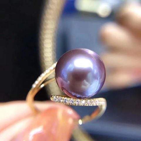 Nhẫn Bạc Mạ Vàng Đính Ngọc Trai Tự Nhiên MADAME HIEN PEARLS Phong Cách Đại Gia NT010