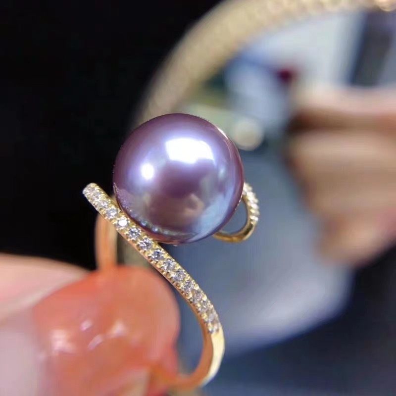 Nhẫn Bạc Mạ Vàng Đính Ngọc Trai Tự Nhiên MADAME HIEN PEARLS Phong Cách Đại Gia NT010