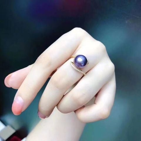 Nhẫn Bạc Mạ Vàng Đính Ngọc Trai Tự Nhiên MADAME HIEN PEARLS Phong Cách Đại Gia NT010