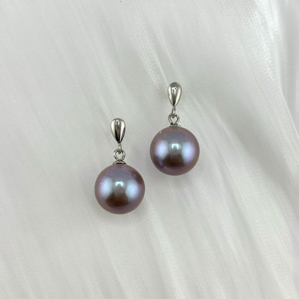 Bông Tai Bạc s925 Tua Rua Giọt Nước Nhỏ Đính Ngọc Trai 10-11 mm AAA Tối Giản Tròn Đẹp Hoàn Hảo MADAME HIEN PEARLS BTT129B