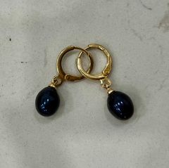 Bông Tai Ngọc Trai Tự Nhiên Hạt Gạo Khoá Tròn Tối Giản MADAME HIEN PEARLS Cho Nữ BTG141