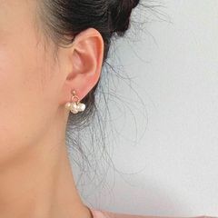 Bông Tai Ngọc Trai Chùm 5 Hạt Baroque Tự Nhiên Kim Bạc s925 Thời Trang Pháp Quý Phái BTB047