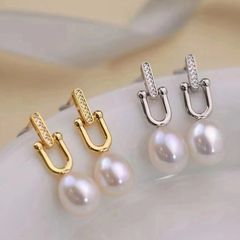 Bông Tai Ngọc Trai Giọt Nước Mặt Khoá Kết Nối Sang Trọng Thời Trang Cho Nữ BTG055