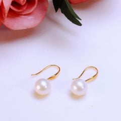 Bông tai Ngọc Trai Hạt Tròn Cao Cấp Tự Nhiên Khoá Móc Câu Bạc 925 Tối Giản MADAME HIEN PEARLS BTT082