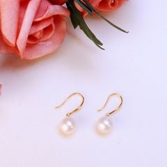 Bông tai Ngọc Trai Hạt Tròn Cao Cấp Tự Nhiên Khoá Móc Câu Bạc 925 Tối Giản MADAME HIEN PEARLS BTT082