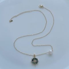 Bộ Trang Sức Ngọc Trai Gồm Dây Chuyền và Bông Tai Ngọc Trai Mặt Ngôi Sao La Bàn Compass Star Cẩn Xà Cừ Bàu Ngư Xanh MADAME HIEN PEARLS Cho nữ SPS119
