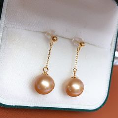 Bông Tai Ngọc Trai Tự Nhiên Tua Rua 1 Hạt Ngọc Trai Tròn Hoàn Hảo Tối Giản MADAME HIEN PEARLS BTT069