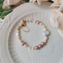 Vòng Tay Boho Ngọc Trai Tự Nhiên Mặt Trái Tim Phối Ngọc Trai Tròn Khoá Trái Tim Kiểu Dáng Lạ Mắt Sang Trọng MADAME HIEN PEARL Cho Nữ VTT126
