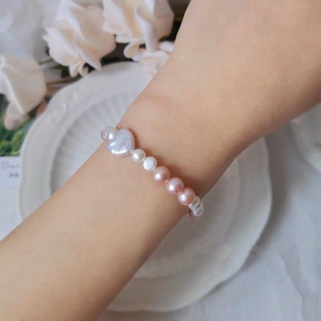 Vòng Tay Boho Ngọc Trai Tự Nhiên Mặt Trái Tim Phối Ngọc Trai Tròn Khoá Trái Tim Kiểu Dáng Lạ Mắt Sang Trọng MADAME HIEN PEARL Cho Nữ VTT126