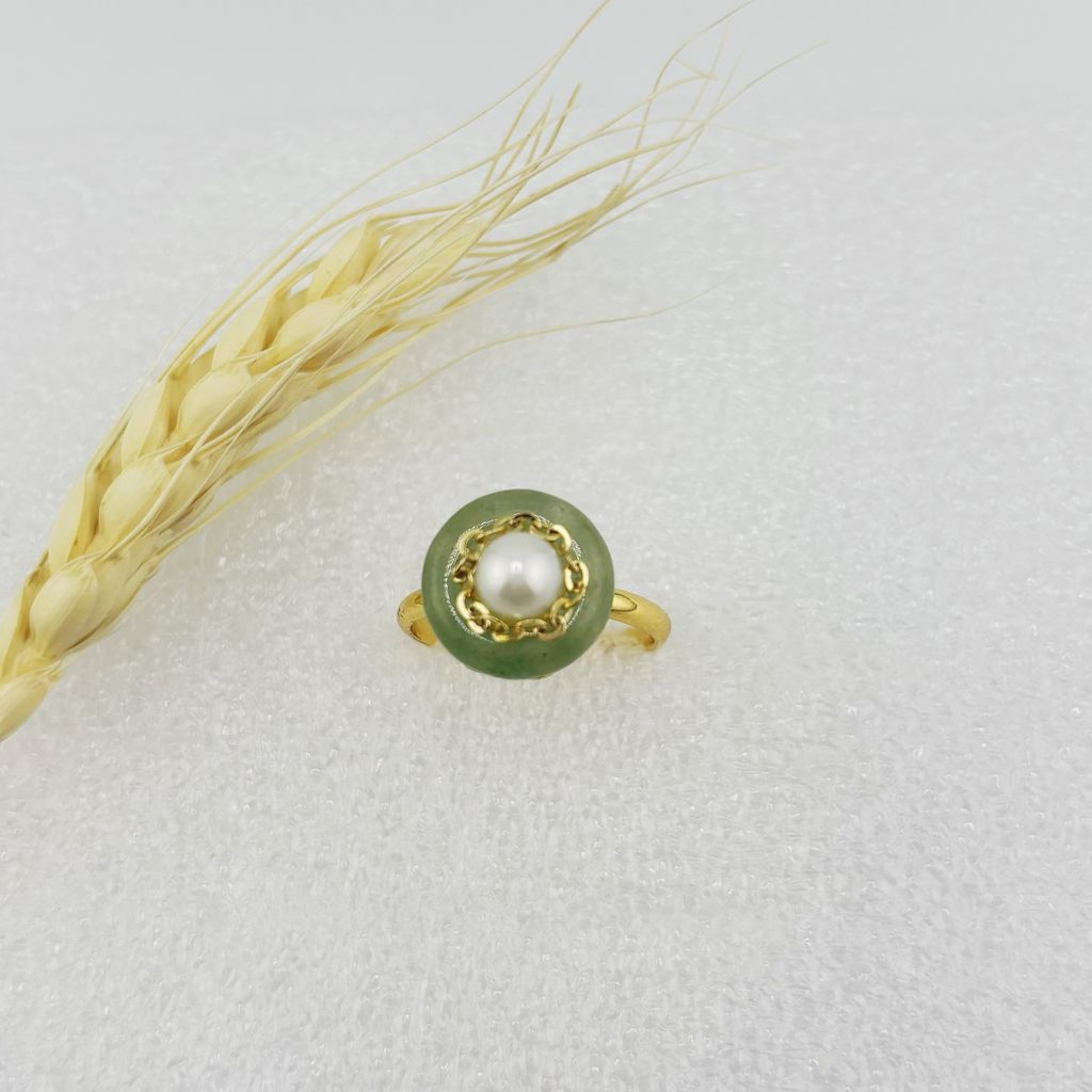 Nhẫn Ngọc Trai Tự Nhiên Nền Ngọc Bích Dongling MADAME HIEN PEARLS Thời Trang Nữ NN059
