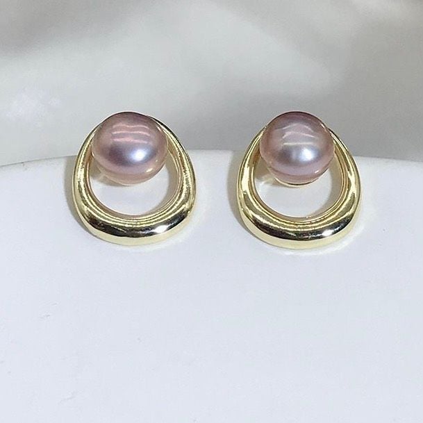 Bông Tai Ngọc Trai Tự Nhiên Oval Lớn Nhỏ Đáng Yêu MADAME HIEN PEARLS Unisex Nam Nữ BTN143