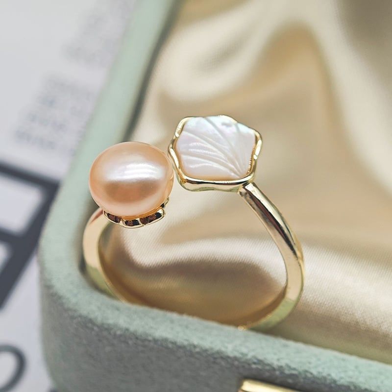 Nhẫn Ngọc Trai Nước Ngọt Sò Biển MADAME HIEN PEARLS Tươi Mới Cho Nữ NN021