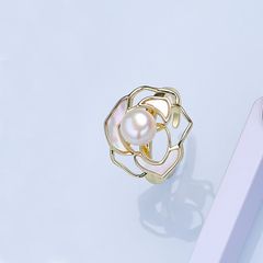 Nhẫn Ngọc Trai Tự Nhiên Dáng Hoa Trà Sang Trọng Thời Trang Nữ Tính NN040