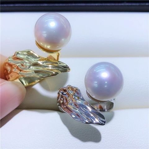 Nhẫn Ngọc Trai Tự Nhiên Khung Sóng Kim Loại Cá Tính Thời Trang Nam Nữ MADAME HIEN PEARLS