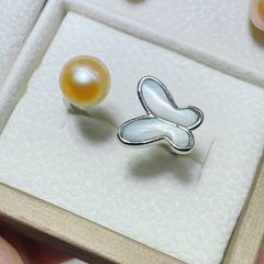 Nhẫn Ngọc Trai Tự Nhiên Mặt Bướm Xà Cừ Trắng MADAME HIEN PEARLS Cho Nữ NN100