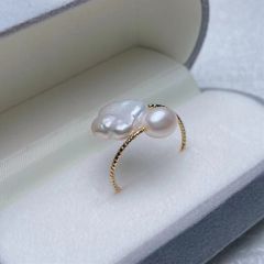 Nhẫn Ngọc Trai Tự Nhiên Mặt Ngọc Trai Hạt Gạo Phối Hạt Baroque Kiểu Xoắn MADAME HIEN PEARLS Cho Nữ NB018