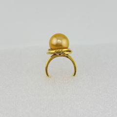 Nhẫn Vàng Thật 10k 1c22 Đính Ngọc Trai Vàng 12-13mm Hạt Tròn Đẹp Grade AAA MADAME HIEN PEARLS V10NT005