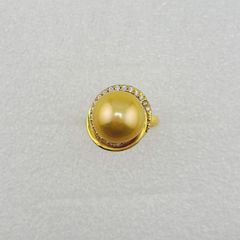 Nhẫn Vàng Thật 10k 1c22 Đính Ngọc Trai Vàng 12-13mm Hạt Tròn Đẹp Grade AAA MADAME HIEN PEARLS V10NT005