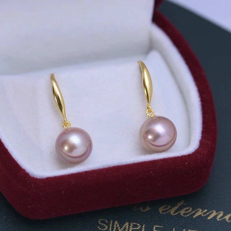 Bông Tai Kim Bạc s925 Đính Hạt Ngọc Trai Hồng Tím Tròn Tự Nhiên Phong Cách Tối Giản MADAME HIEN PEARLS Cho Nữ BTT114
