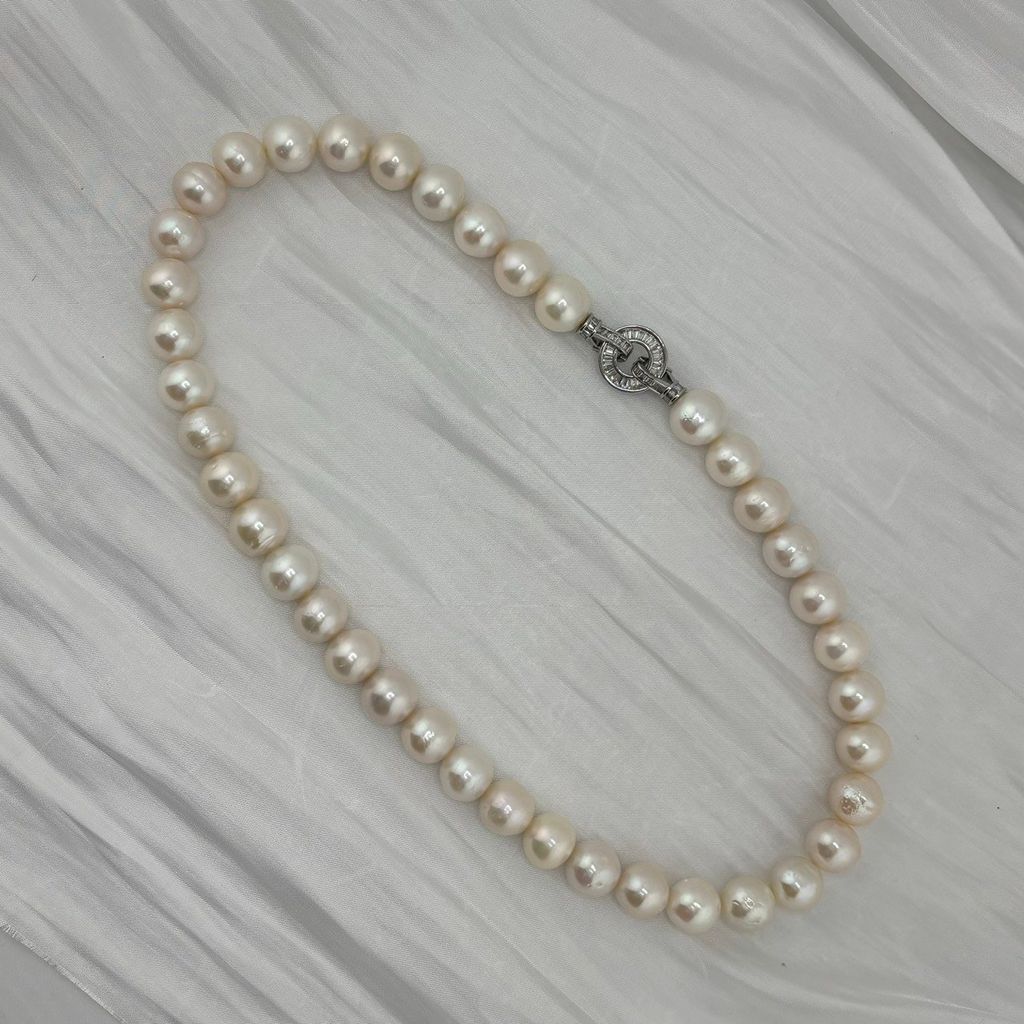 Set Bộ Trang Sức Ngọc Trai Trắng Tròn Tự Nhiên VIP AAA 11-12 mm Khoá Cao Cấp Đính Đá Quý MADAME HIEN PEARLS