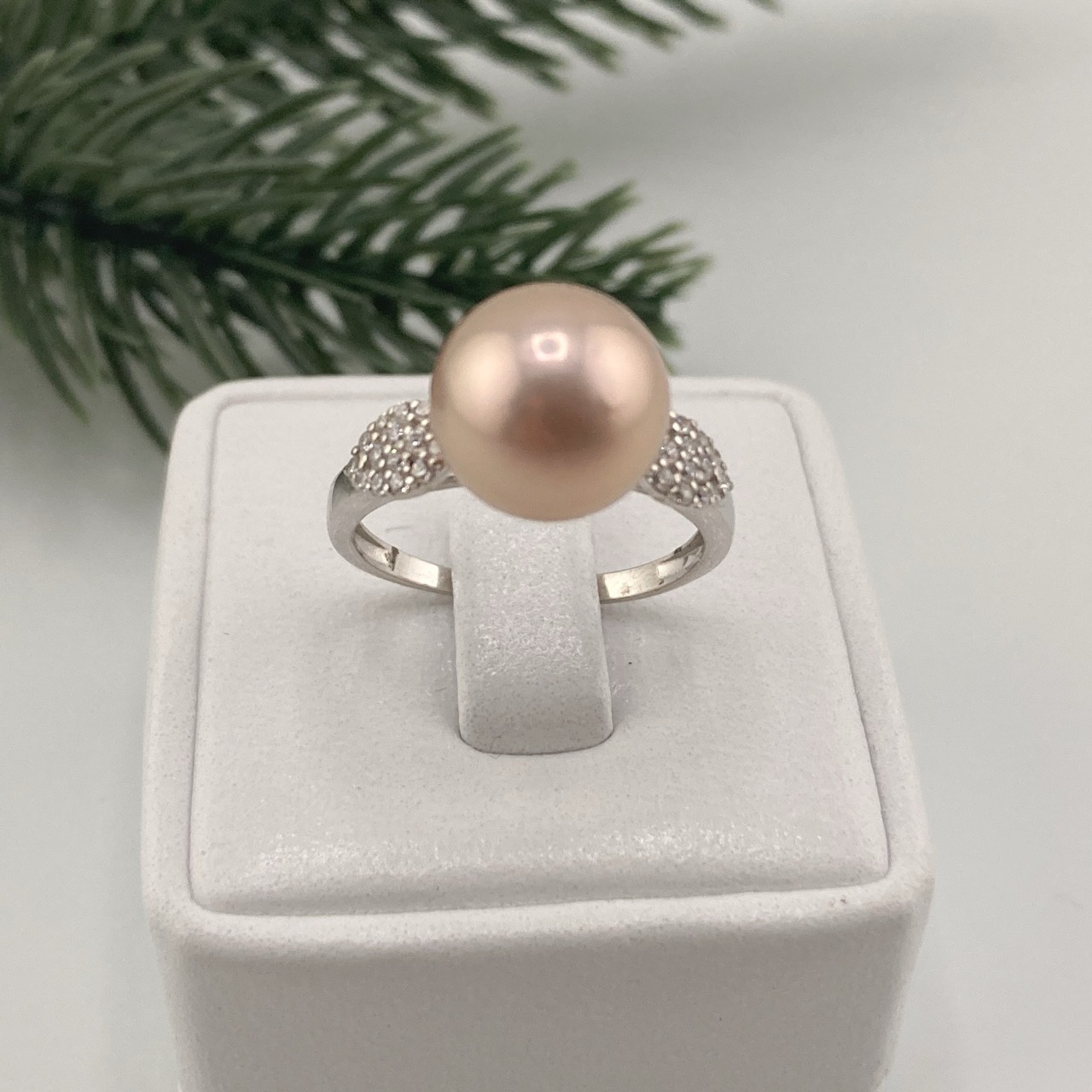 Nhẫn Bạc s925 Mạ Vàng Ý (Vàng Trắng)  Đính Ngọc Trai Tím 10-11mm Hạt Tròn Đẹp Grade AAAA BMVNT002T