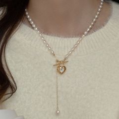 Vòng Cổ Choker Ngọc Trai Hạt Gạo Mặt OT Trái Tim Tua Rua Phong Cách Pháp Lãng Mạn Love Shell Retro MADAME HIEN PEARLS Cho Nữ CG073