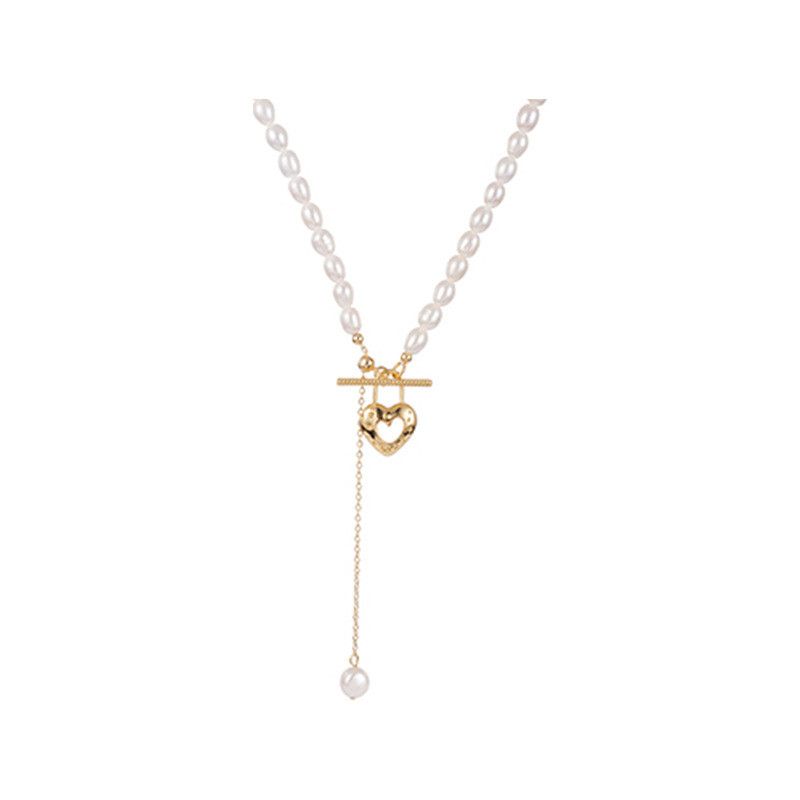 Vòng Cổ Choker Ngọc Trai Hạt Gạo Mặt OT Trái Tim Tua Rua Phong Cách Pháp Lãng Mạn Love Shell Retro MADAME HIEN PEARLS Cho Nữ CG073