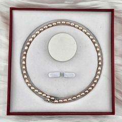 Vòng cổ Ngọc Trai Hạt Gạo Tự Nhiên 7-8mm Độ Bóng Cao AAA MADAME HIEN PEARLS Tách Set SCG004