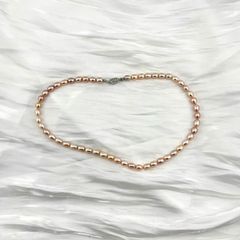 Vòng cổ Ngọc Trai Hạt Gạo Tự Nhiên 7-8mm Độ Bóng Cao AAA MADAME HIEN PEARLS Tách Set SCG004