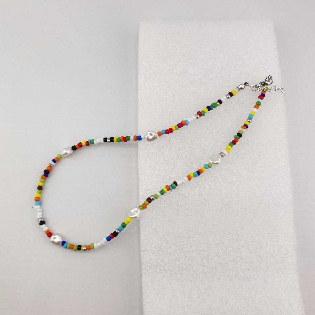 Vòng Cổ Ngọc Trai Baroque Tự Nhiên Phối Cườm Sắc Màu Bohemian Boho MADAME HIEN PEARLS Cho Con Gái Yêu CB018