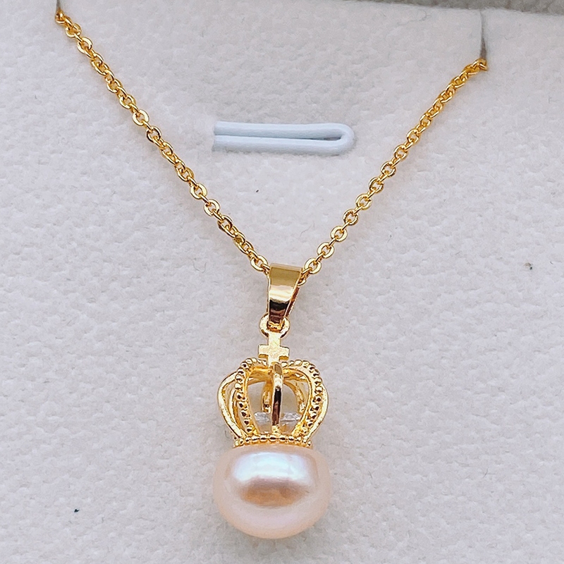 Vòng Cổ Mặt Dây Chuyền Ngọc Trai Vương Miện Nữ Hoàng 3D Thời Trang Nữ MN035