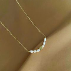 Vòng cổ 6 Hạt Ngọc Trai Phối Cham Trái Tim Bé Xinh MADAME HIEN PEARL Thời Trang MG18