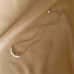 Vòng cổ 6 Hạt Ngọc Trai Phối Cham Trái Tim Bé Xinh MADAME HIEN PEARL Thời Trang MG18