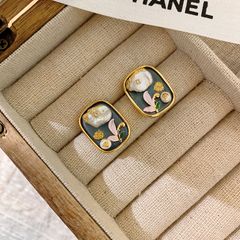 Bông Tai Bạc 925 Tranh Sơn Dầu Nghệ Thuật Đính Ngọc Trai Baroque BTB017