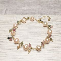 Vòng Tay  Ngọc Trai Tự Nhiên Phối Đá Tourmaline Tảo Biển Sắc Màu MADAME HIEN PEARLS VTB049