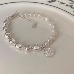 Vòng Tay Ngọc Trai Tự Nhiên Baroque Mặt Cười Phối Cham Bạc Cá Tính MADAME HIEN PEARLS VTB054