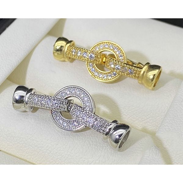 Khóa Cài Mặt Dây Chuyền Dây Tay Kẹp Nối Mạ Vàng 14k Mặt Tròn Dây Kẹp Đính Đá MADAME HIEN PEARLS