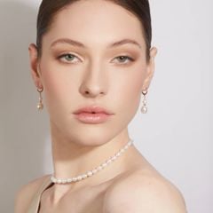 Bông Tai Kim Bạc s925 Đính 2 Hạt Ngọc Trai Tự Nhiên Dáng Giọt Nước Dễ Thương MADAME HIEN PEARLS Cho Nữ BTG047