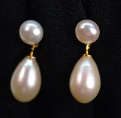 Bông Tai Bạc 925 Mạ vàng Đính Ngọc Trai Giọt Nước Thời Trang Cho Nữ BTG033TR