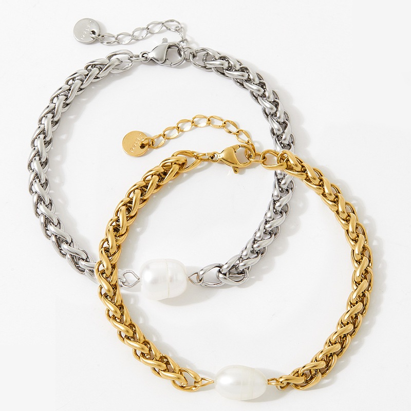 Vòng Tay Chuỗi Xương Rồng Ngọc Trai Tự Nhiên Dây Chuyền Thép Titan Mạ Vàng 14K MADAME HIEN PEARLS VTB032