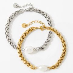 Vòng Tay Chuỗi Xương Rồng Ngọc Trai Tự Nhiên Dây Chuyền Thép Titan Mạ Vàng 14K MADAME HIEN PEARLS VTB032