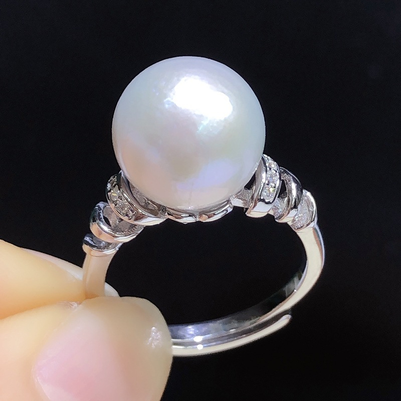 Nhẫn Bạc s925 Đính Ngọc Trai Edison 10-11mm Tròn Tự Nhiên Cao Cấp Vanh Xoắn MADAME HIEN PEARLS NT019