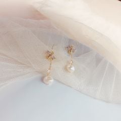 Bộ Trang Sức Ngọc Trai Baroque Cá Tính Gồm Vòng Cổ, Vòng Tay và Bông Tai Ngọc Trai Đính Cham Ong Lạ Mắt MADAME HIEN PEARLS SCB004